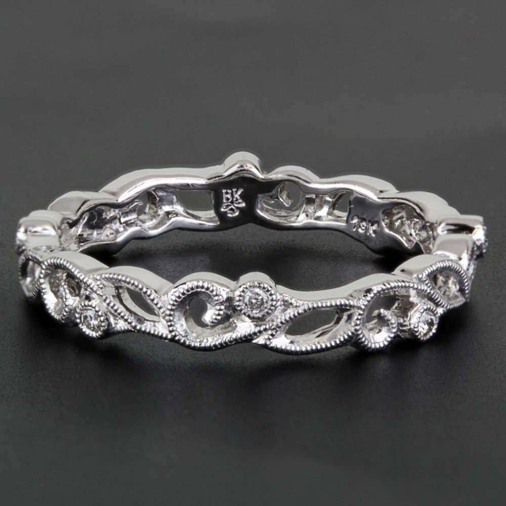 New 18k White Gold Beverly K Stackable Diamond Eternity Anniversary Wedding Ring